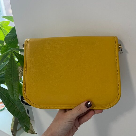 Steve Mono Artisan Yellow Leather Crossbody Bag - Picture 2 of 5